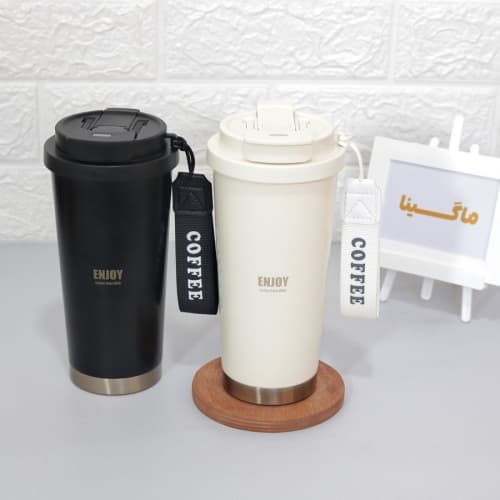 تراول ماگ اینجوی مدل coffee time ظرفیت 500 میلی لیتر دو حالته استیل