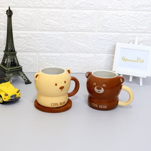 ماگ سرامیکی خرس خونسرد (cool bear) طرح سه بعدی در دو رنگ